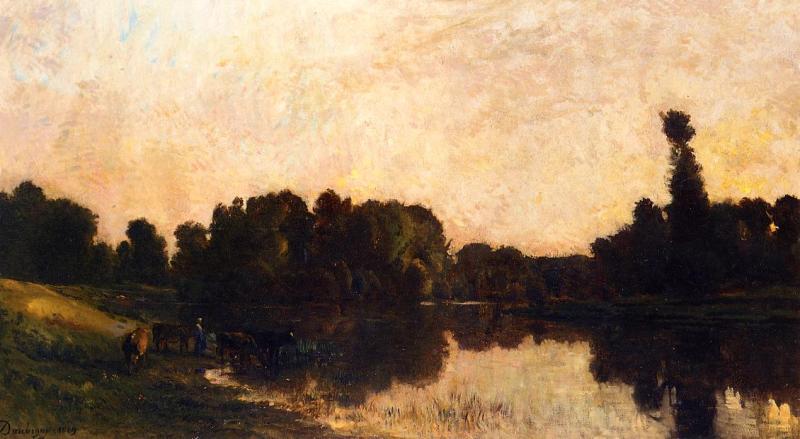 Charles-Francois Daubigny Daybreak, Oise Ile de Vaux oil painting image